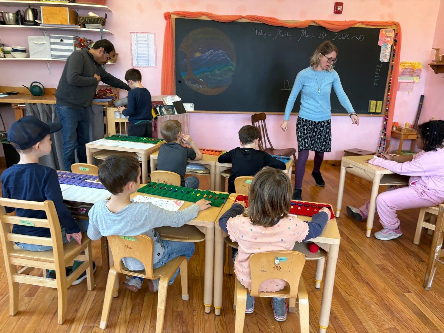 Our classrooms look different at every hour of the day...and even within each hour! There's some book work, some project work, some movement work--even some bake sale work (chemistry, economics, and community service)! Our teachers carefully craft th