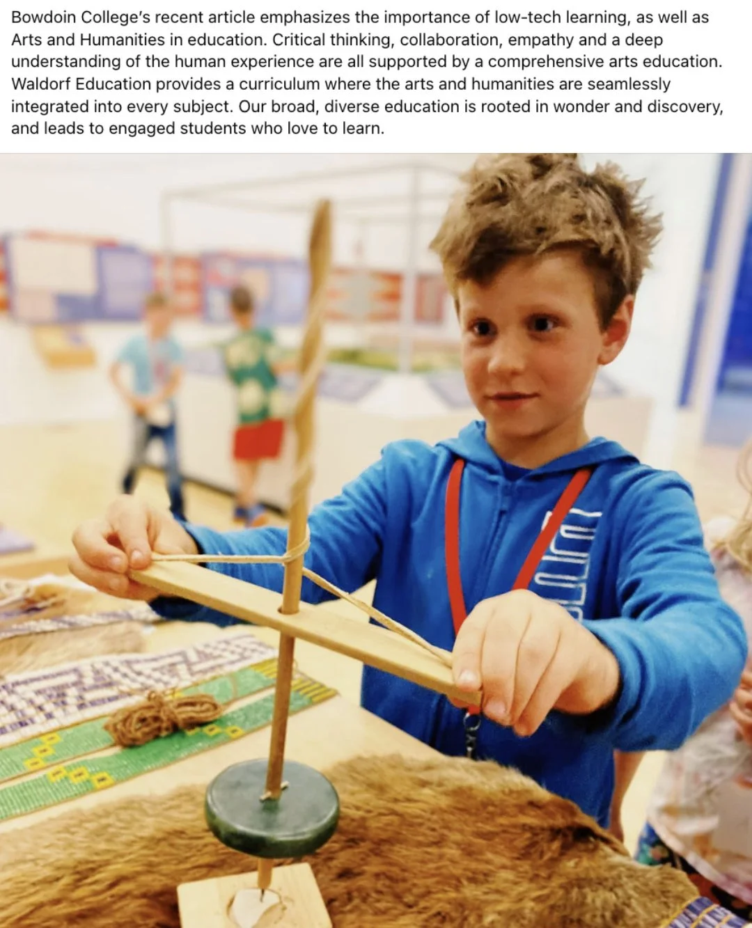 The high value of low-tech classes⁠
⁠
Contact us for a tour!⁠
⁠
⁠
#preschool #kindergarten #elementary #middleschool #ithacawaldorf #ithacawaldorfschool #ithaca #ithacany #ithacanewyork #fingerlakes #waldorf #waldorfeducation #awsna #wecan