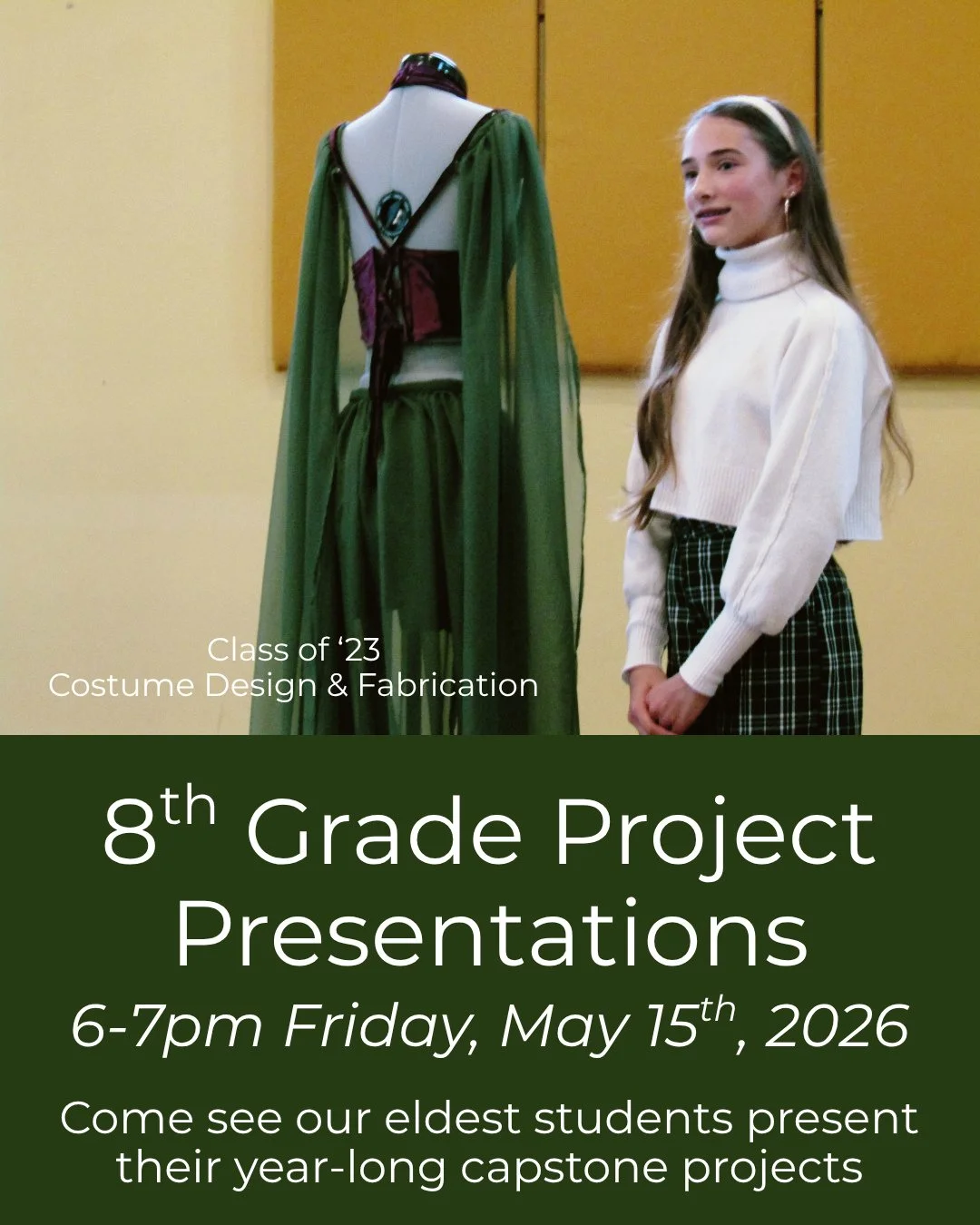 As a requirement for graduation, each 8th grade student at IWS must complete a year-long passion project, and then present their work, results, and reflections to our community. During this process, they learn how to forge a relationship with a mento