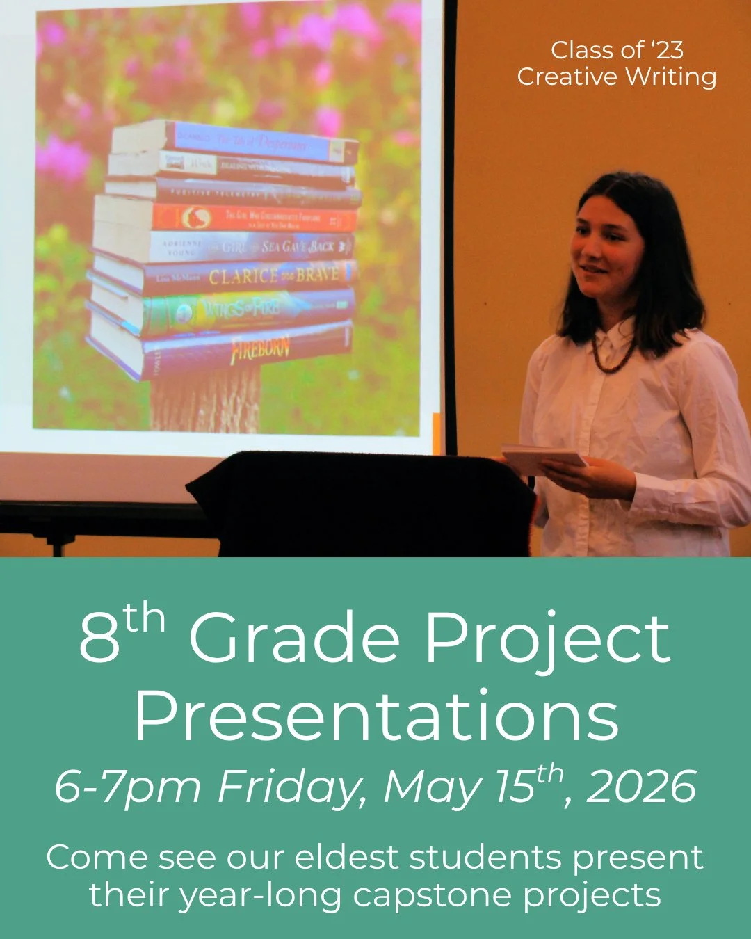 As a requirement for graduation, each 8th grade student at IWS must complete a year-long passion project, and then present their work, results, and reflections to our community. During this process, they learn how to forge a relationship with a mento