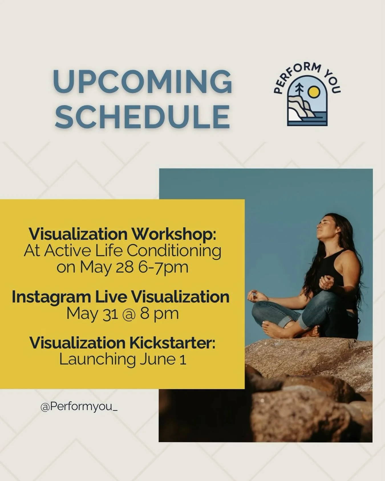 We&rsquo;re so excited for the month ahead at PerformYou &mdash; and we can&rsquo;t wait to share these events with you! 

Join us to build confidence, sharpen your visualization practice, and connect in person or online. See the schedule below and s