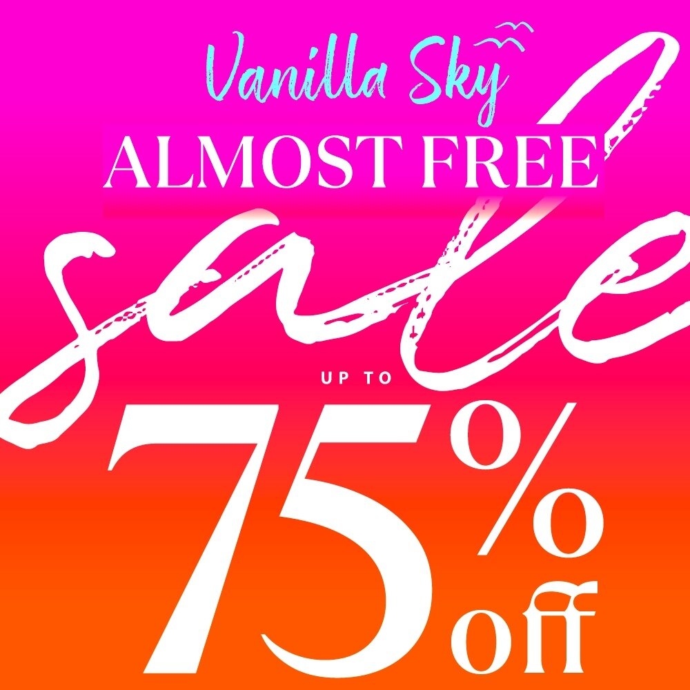 ✨ Spread the Love! ✨We've got an ALMOST FREE SALE going on, with jaw-dropping discounts of up to 75% off! #spreadthelove #vanillaskystores