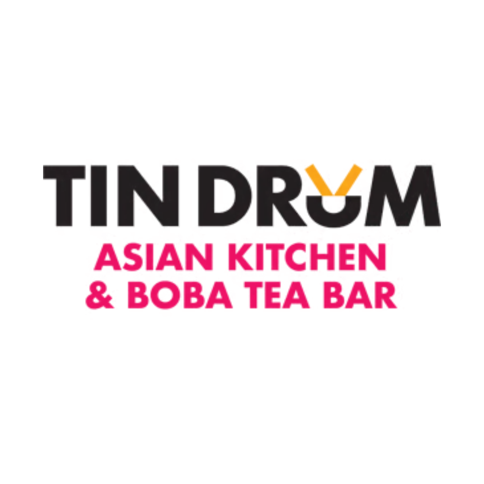 Signboard reading "TINDRVM Asian Kitchen & Lobster Bar" with black background and colorful text