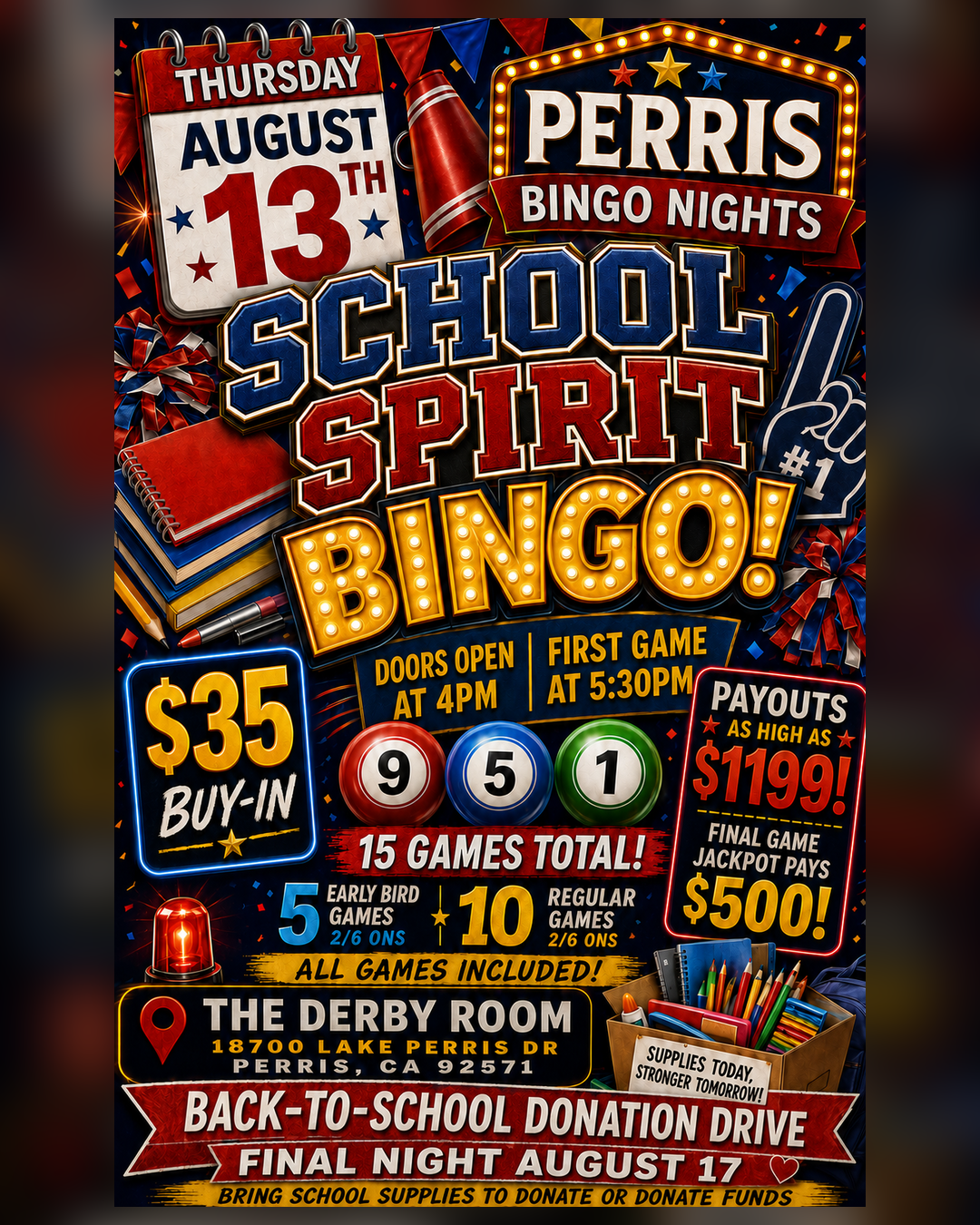 School Spirit Bingo Night 🎉📚