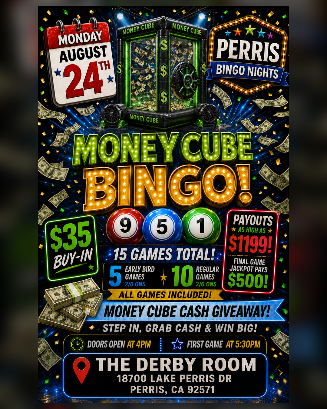 Every Monday Bingo Nights - Money Cube Bingo Night