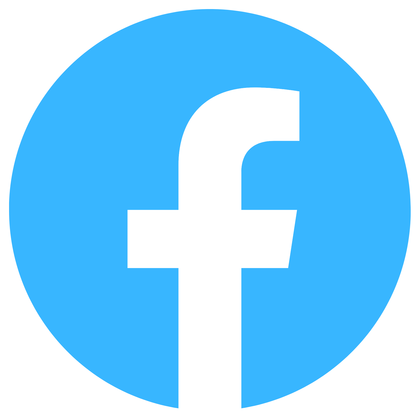 Facebook logo with blue circle and white lowercase letter f