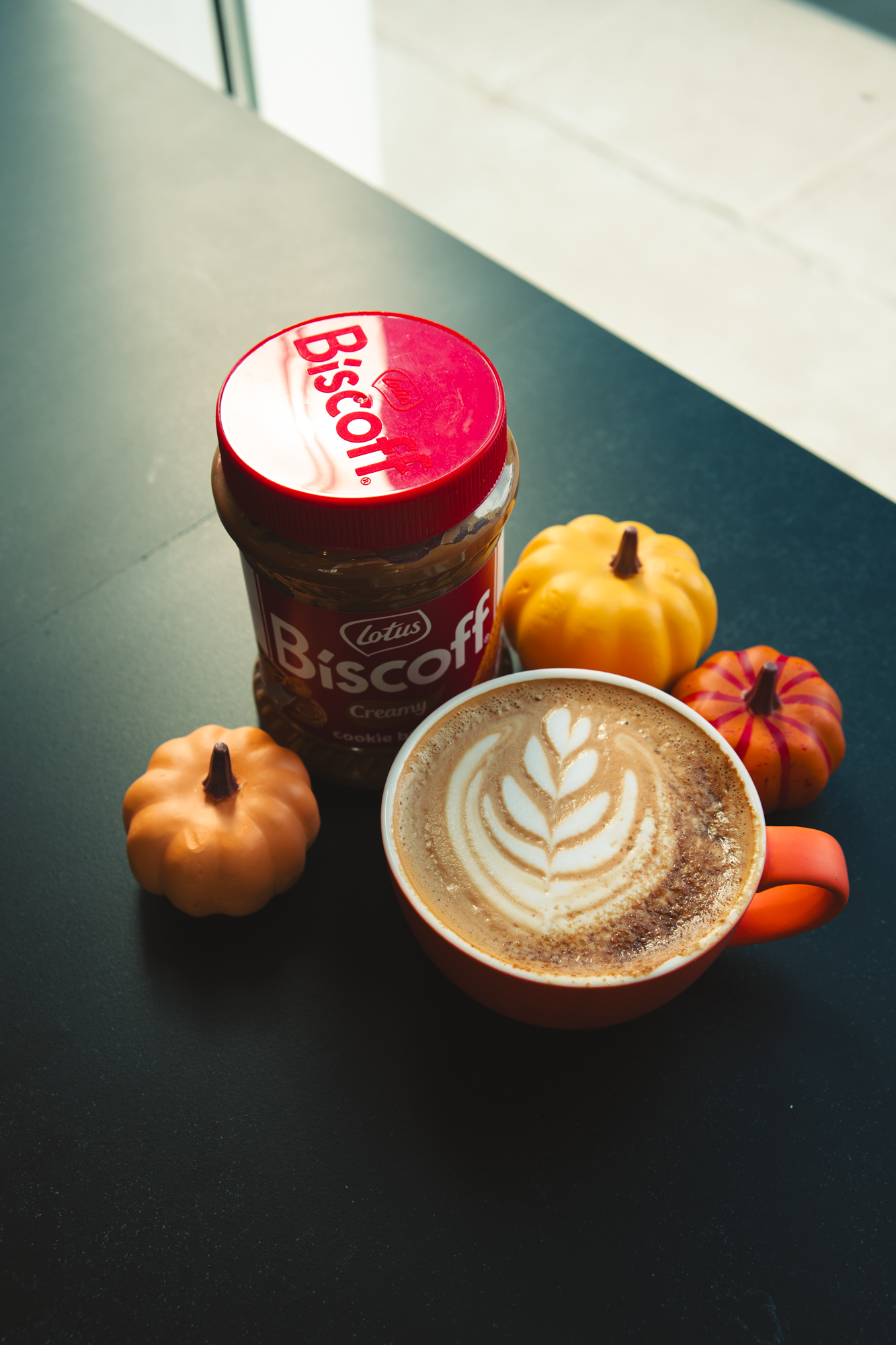 Biscoff cookie butter latte with brown sugar, maple, and graham crumbs