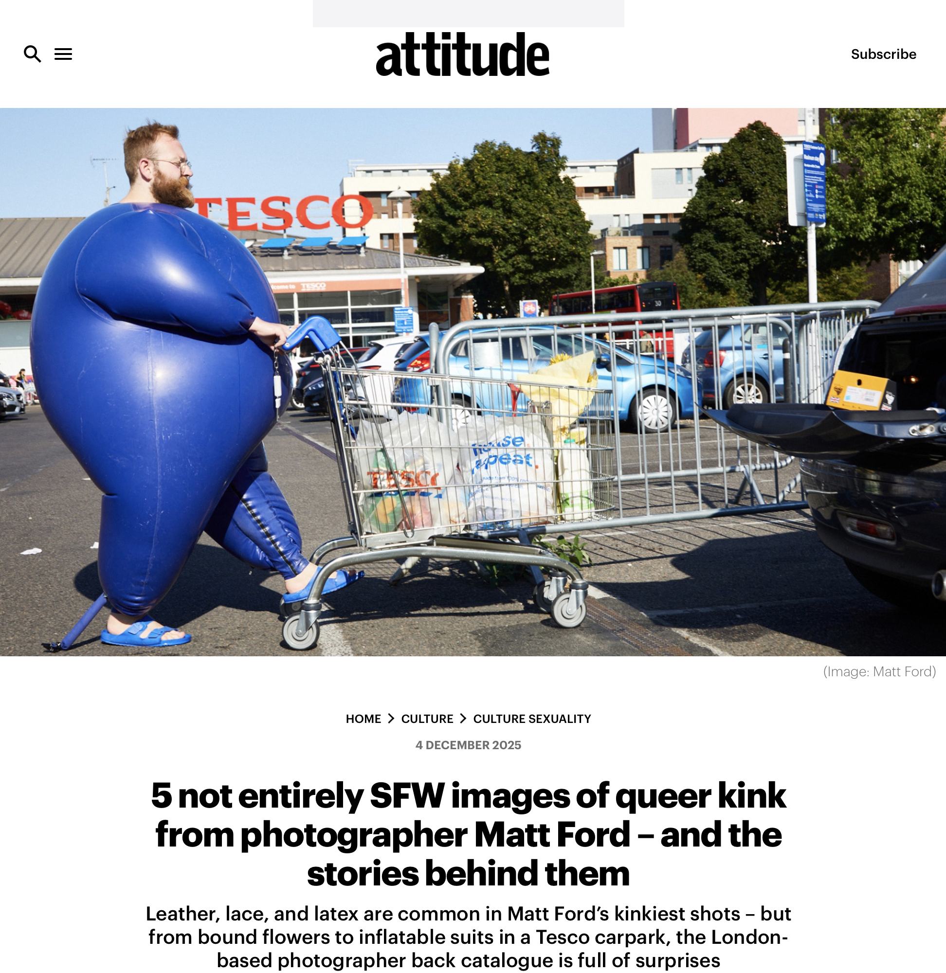 Interview for Attitude's Kink special edition