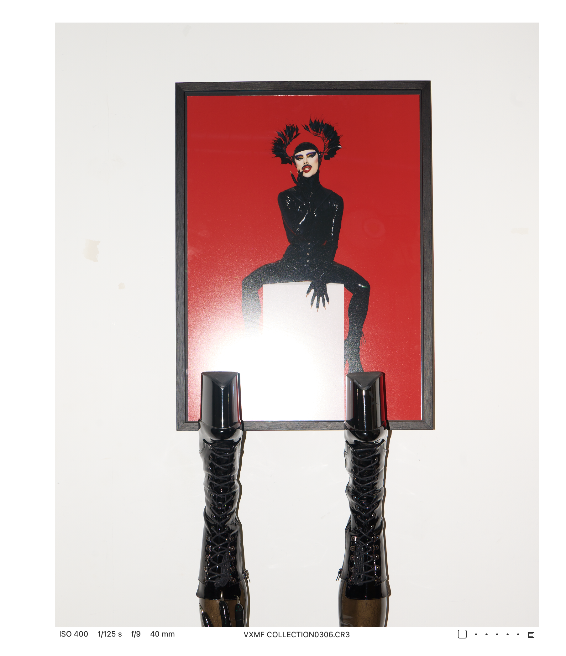 VIRGIN X PLINTH framed artwork STRIPPER HEELS