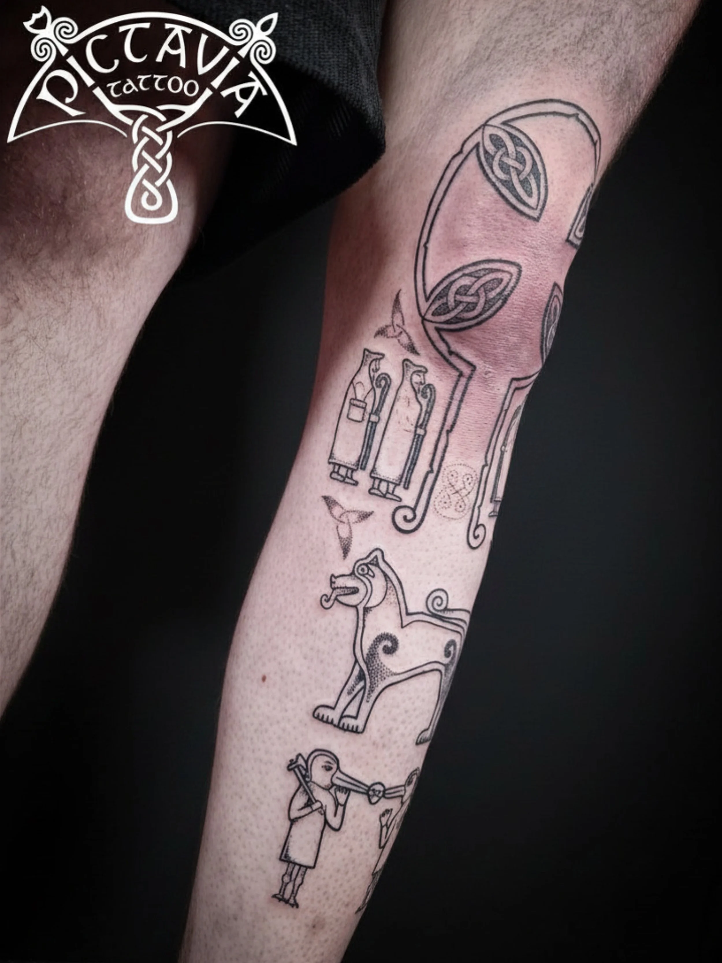 Pictish Papil Stone tattoo. Pictish carved stone. Papil Stone, Shetland, historic art, ancient art, hand drawn design, black ink