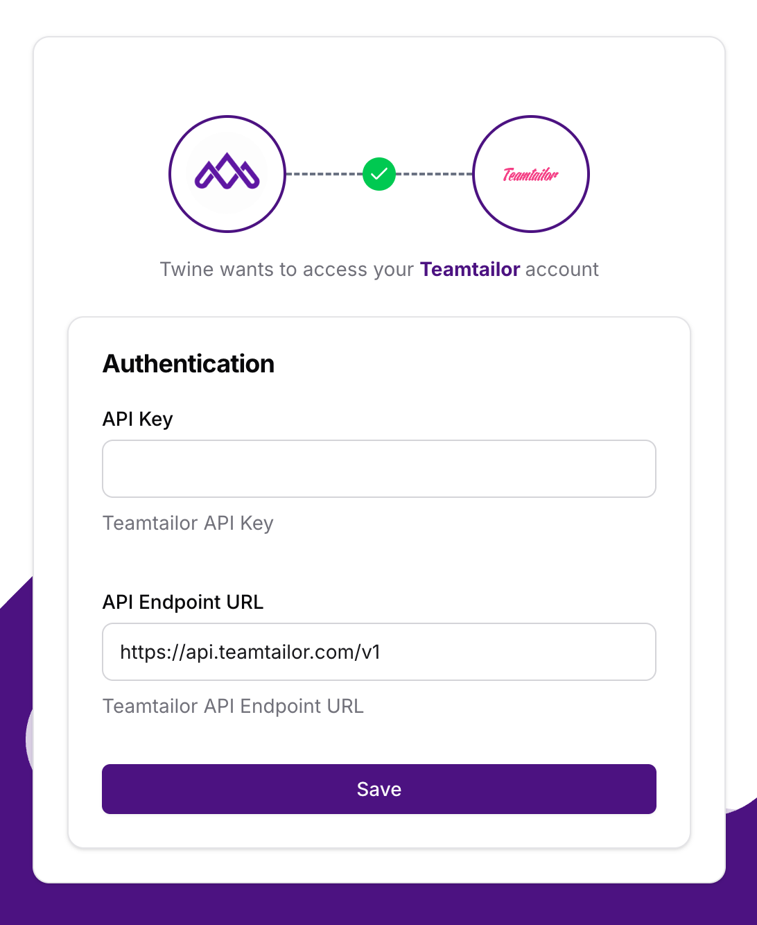 Formulär där ni kommer skriva in er API-nyckel