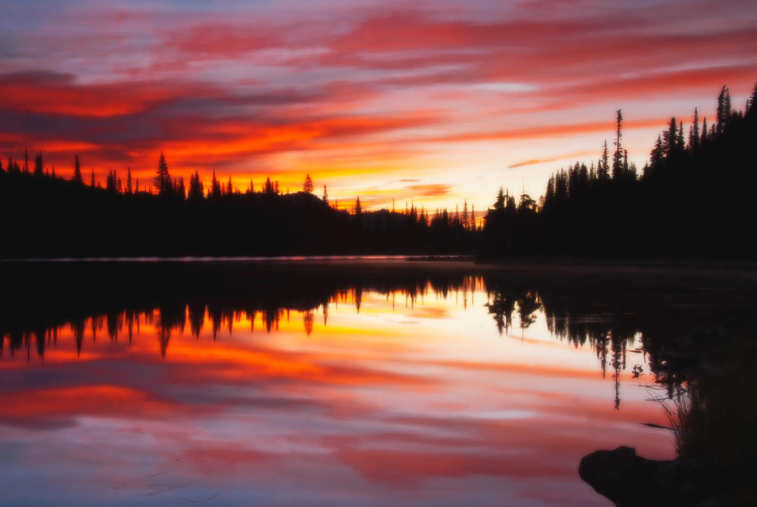 A beautiful winter sunrise near Mount Rainier, where all the photographers turned their lenses away from the mountain and focused on the stunning sunrise instead. 