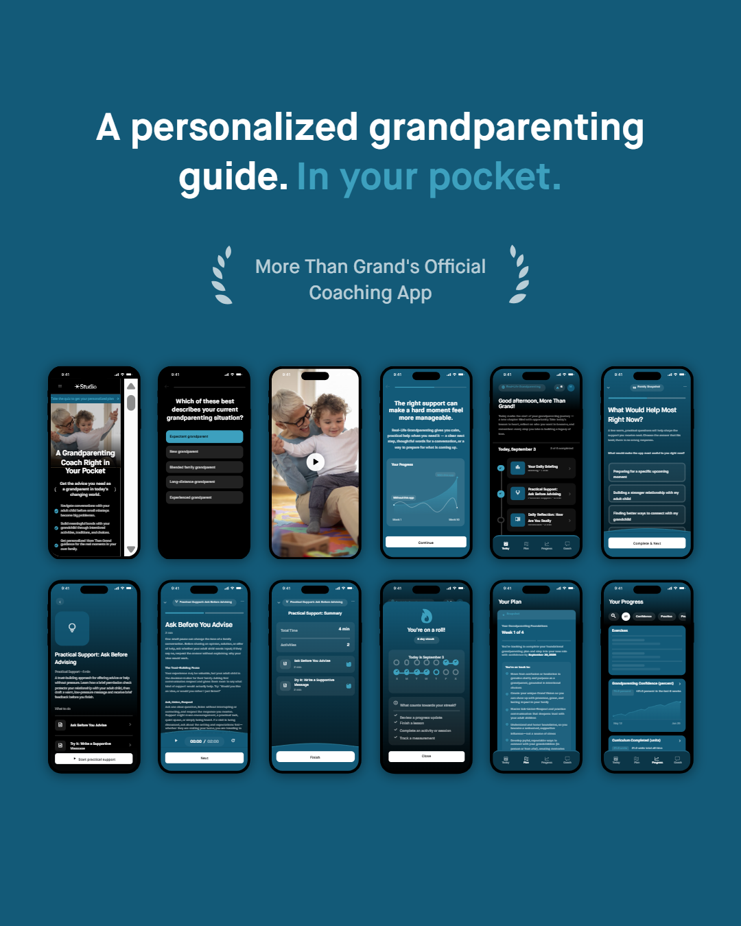 screenshots from the Real Life Grandparenting App