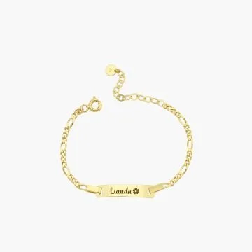 Gold bracelet baby gift with name engraved