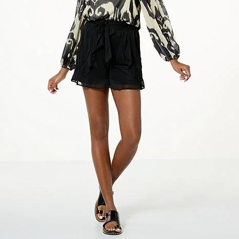 Aria Mesh Knit Pull-On Ruffled Shorts — G by Giuliana | Shop New