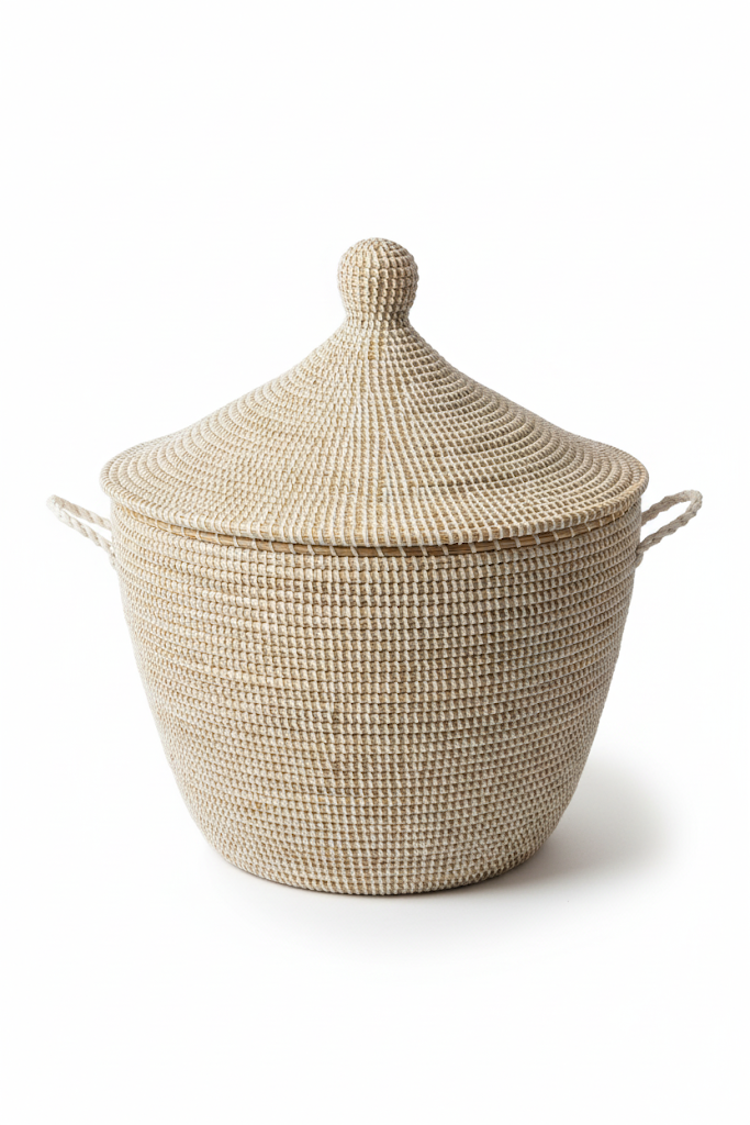 W3 Wolof Basket with lid ,Senegal 23''H x 18''W