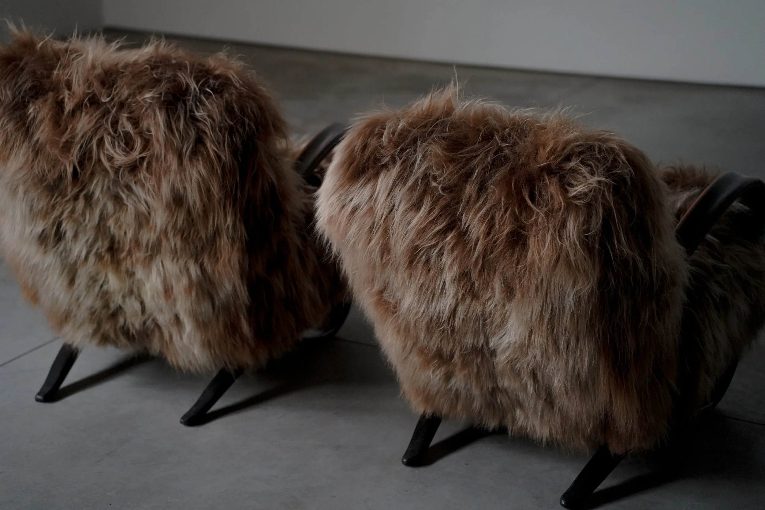 JINDRICH HALABALA LOUNGE CHAIRS IN LONG HAIR SHEEP