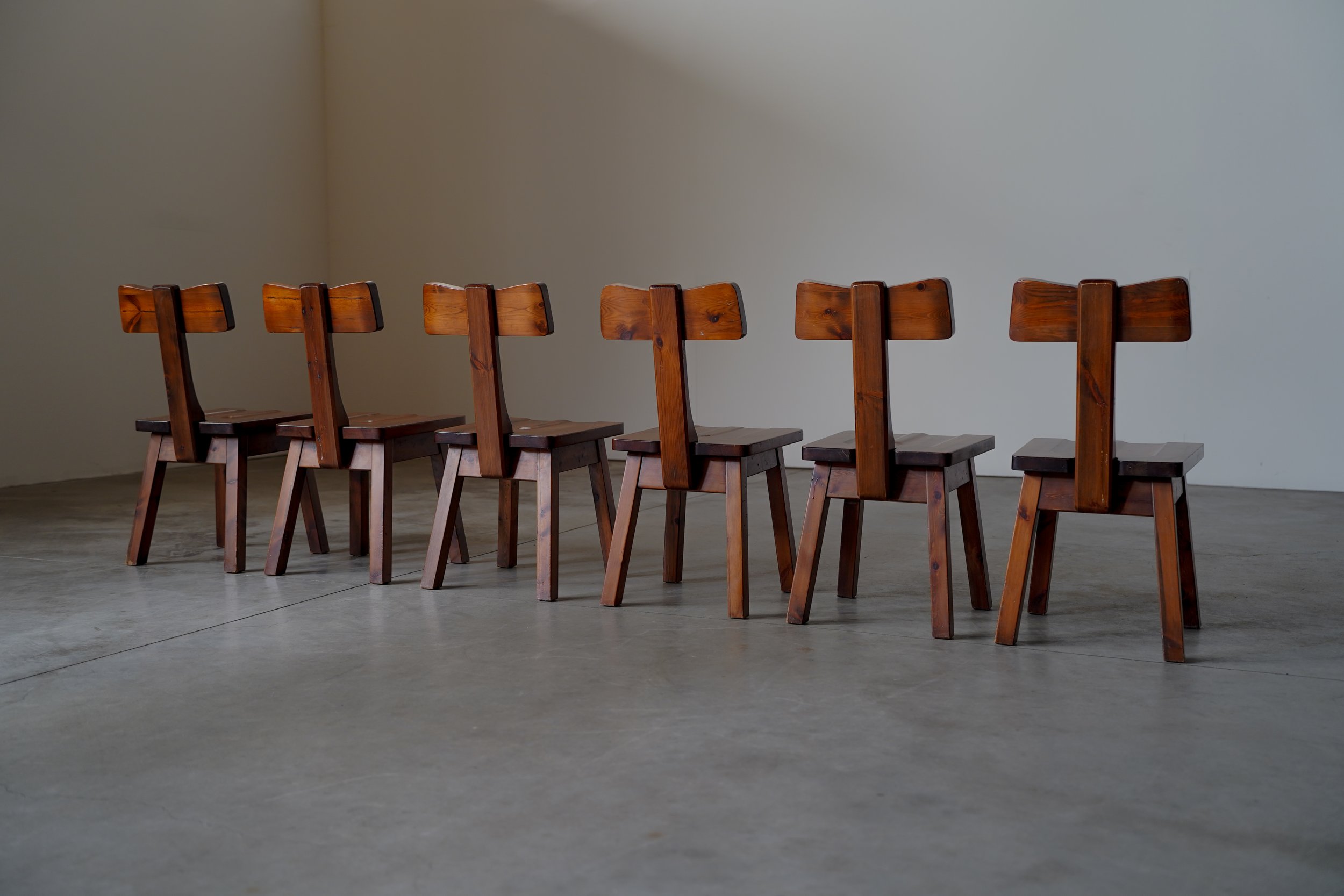 SET OF 6 T BACK DINING CHAIRS