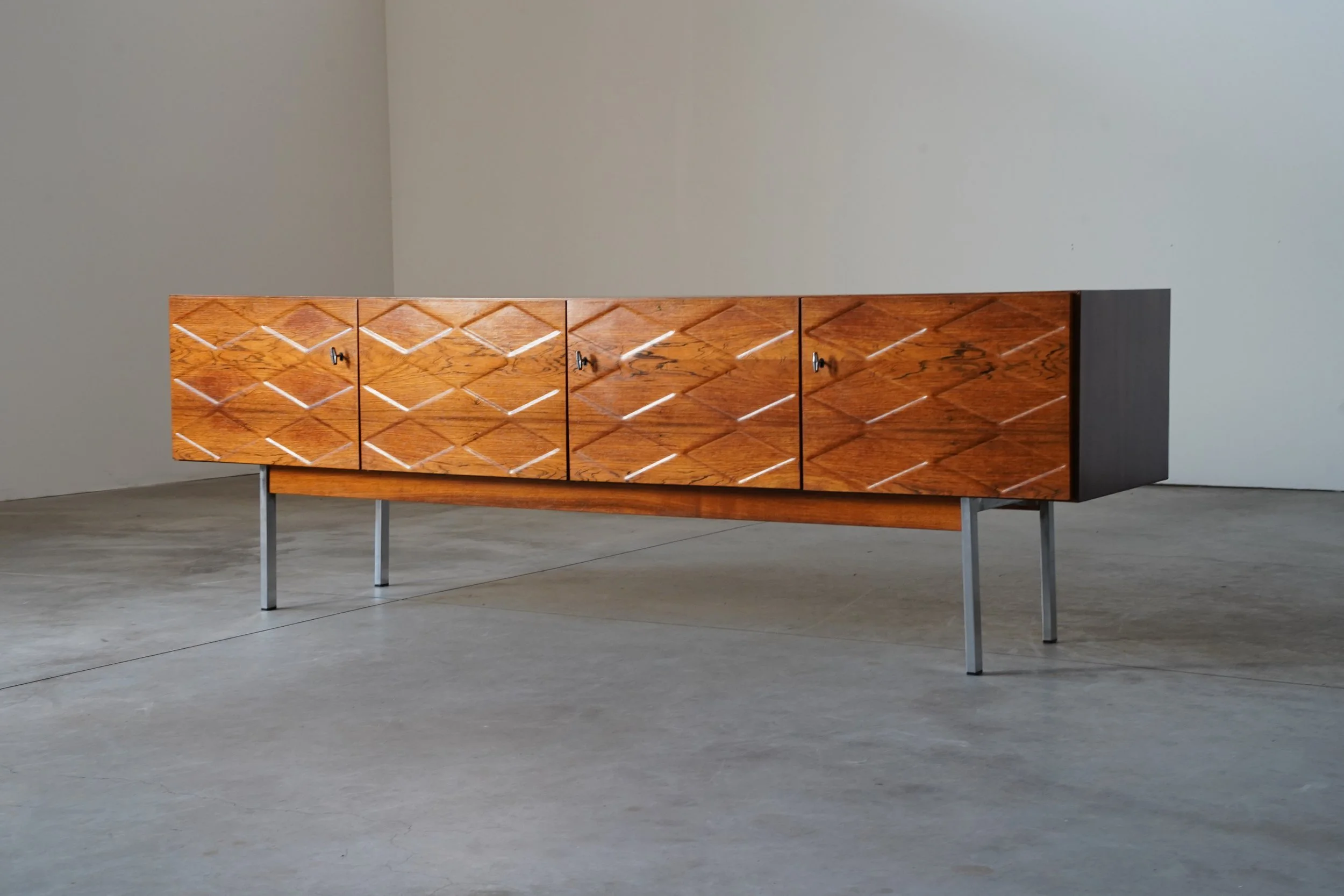 DIAMOND PATTERNED ROSE WOOD SIDEBOARD