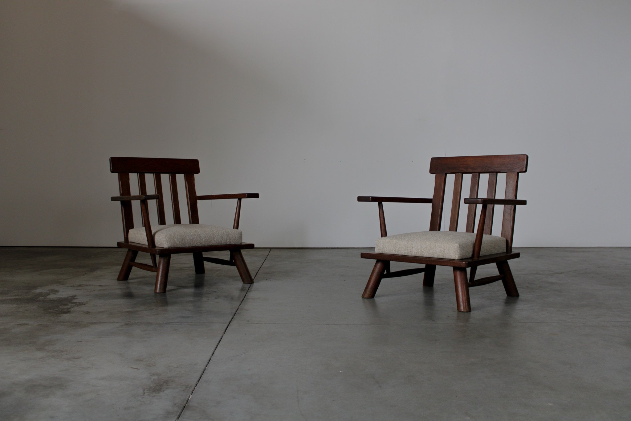 Pair of Oak Lounge Chairs