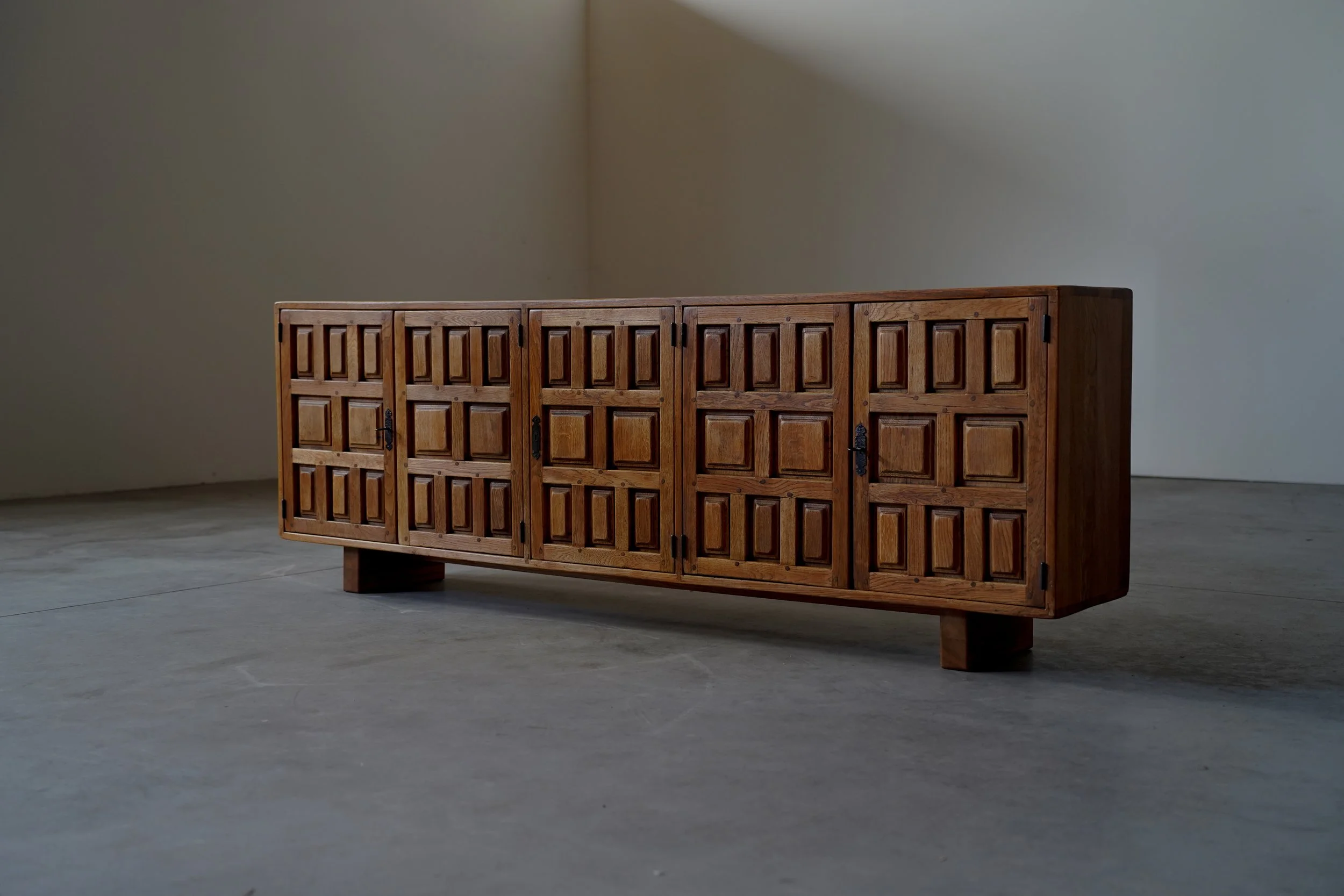 BRUTALIST SPANISH OAK SIDEBOARD
