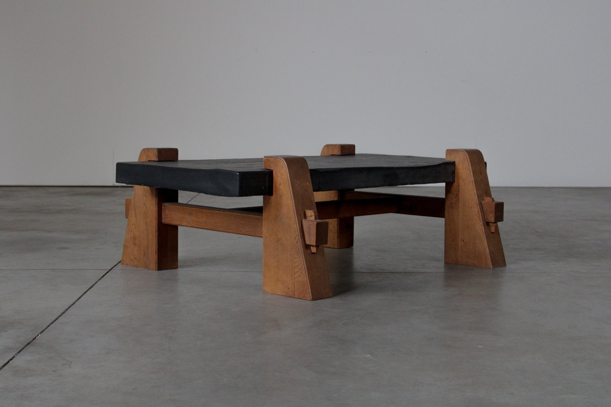 Slate and Oak Coffee Table