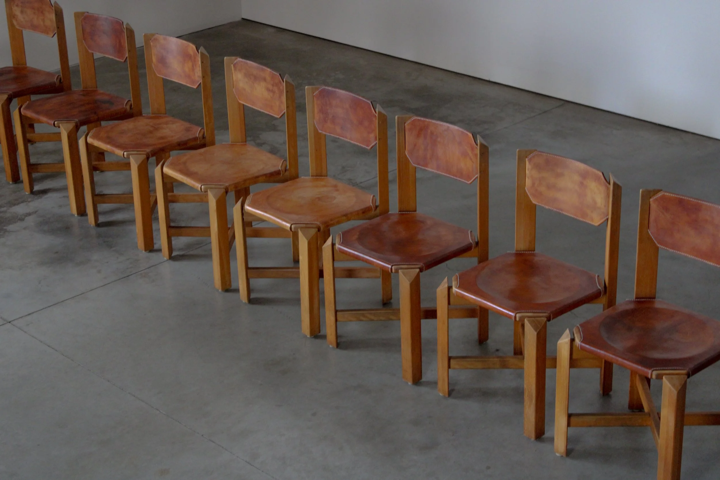 Wood and Leather Dining Chairs