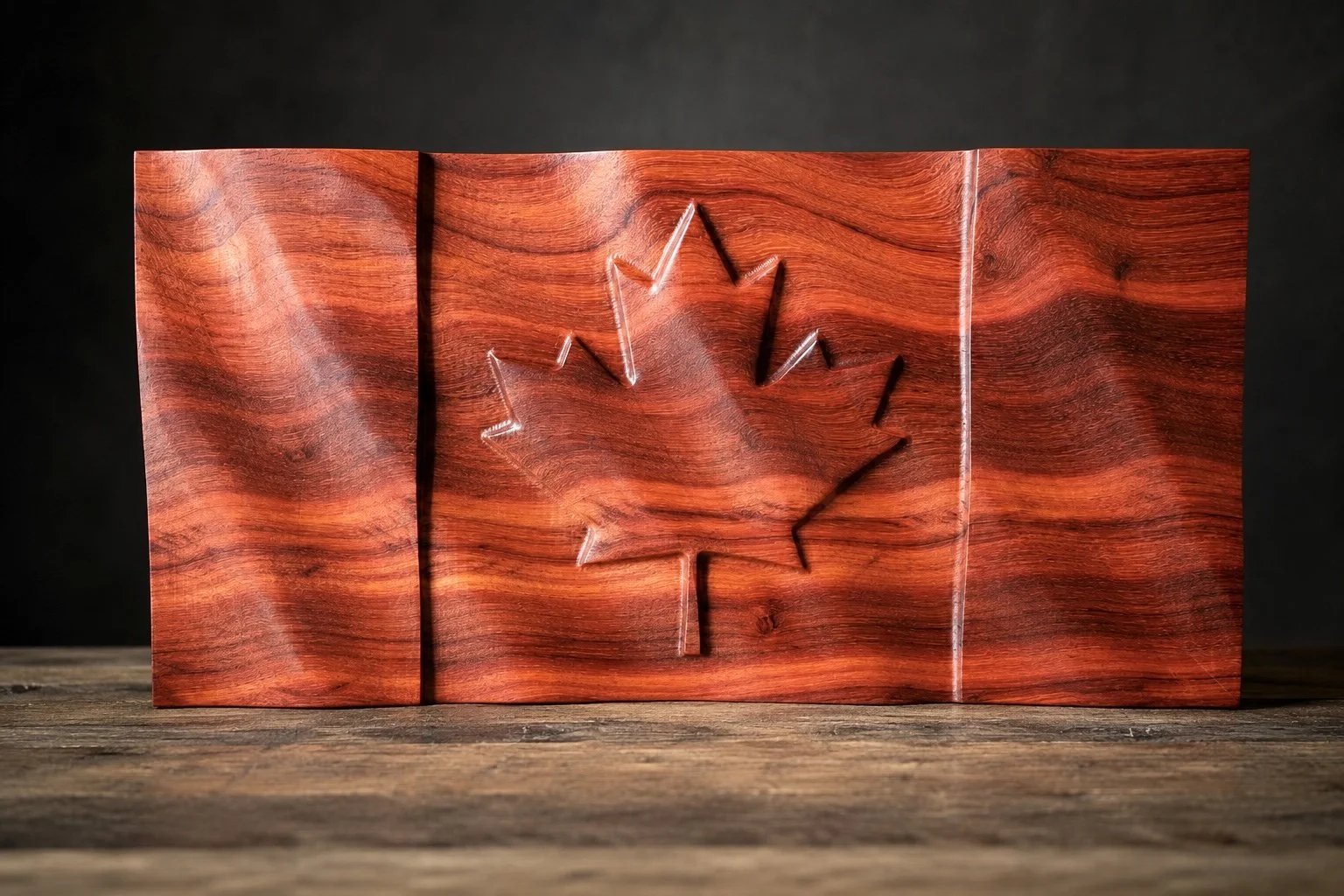Custom 3D Wooden Canadian Flag (Wavy Carved Wall Art)