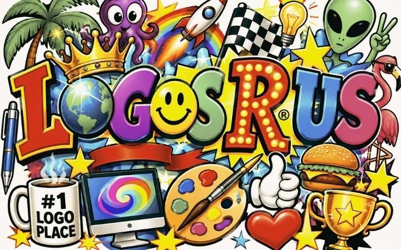 crazy ai generated colorful nonsense logo for "Logos r Us"
