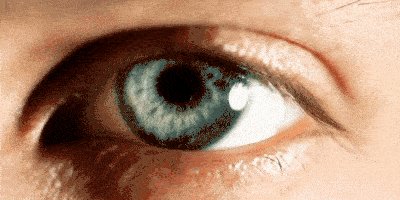 single blue green eyeball blinking