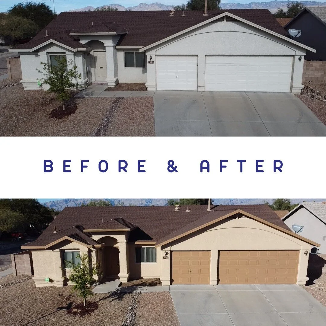 From Blah to Beautiful with Pacos Painting! 🏡🎨 This home was in need of a color update, and Paco's Painting delivered! Our team  worked their magic and turned this house from a dull white to a vibrant and eye-catching color scheme. We're so impress