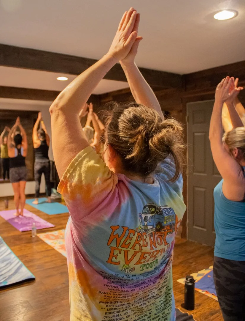 A photo of a Black Horse Yoga member in tadasana mountain pose in the Cle Elum, Washington, studio.