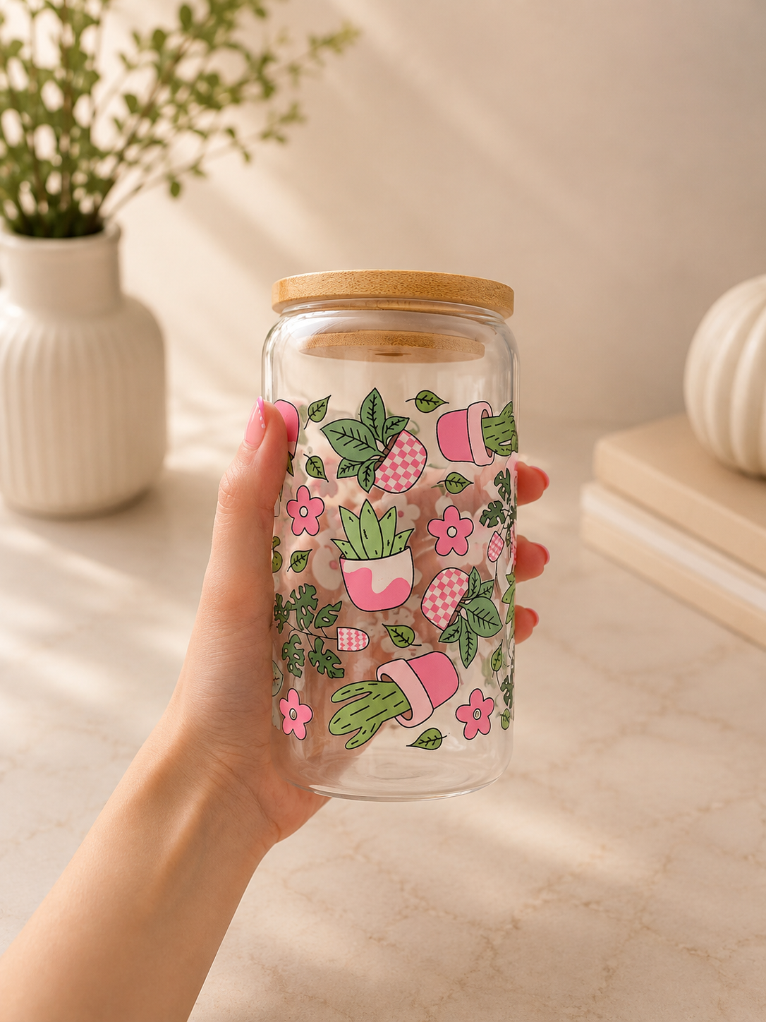 Plant lover glass cup