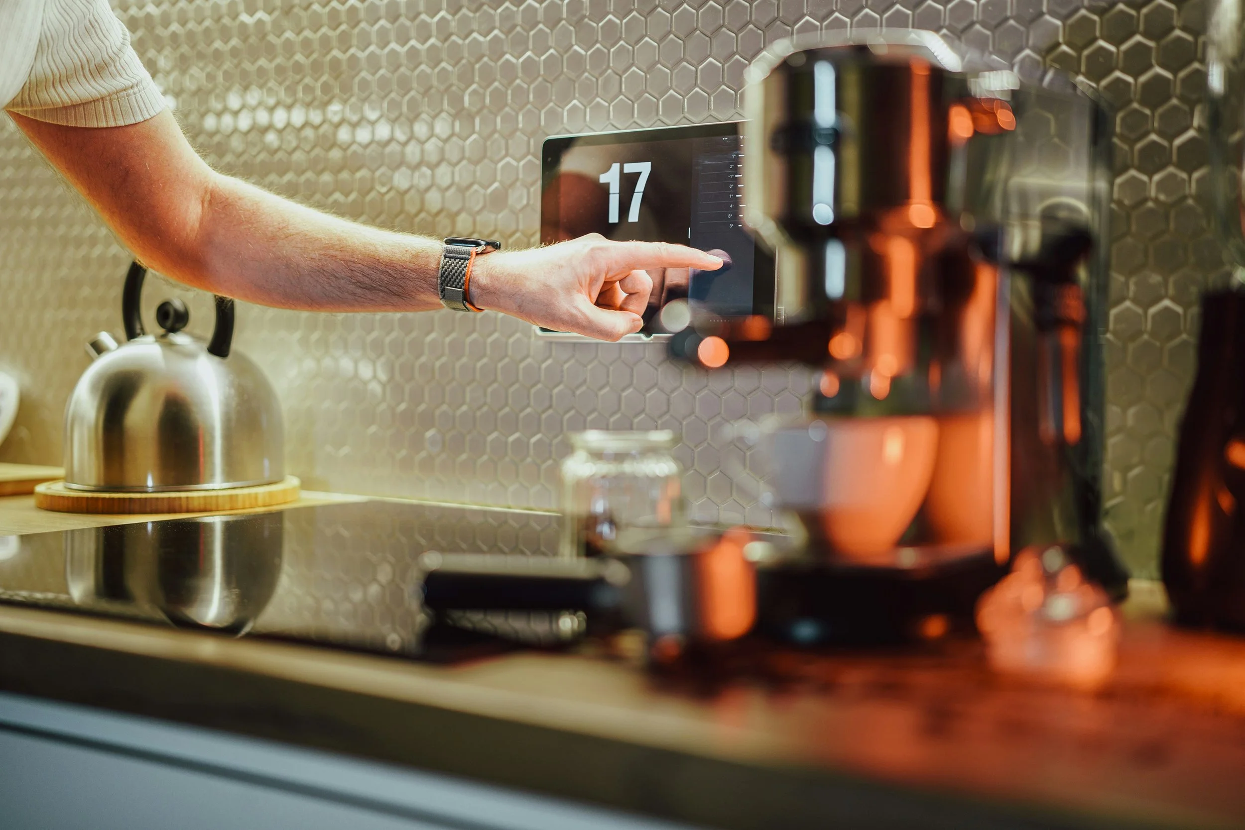 a modern kitchen that's also cozy and useful