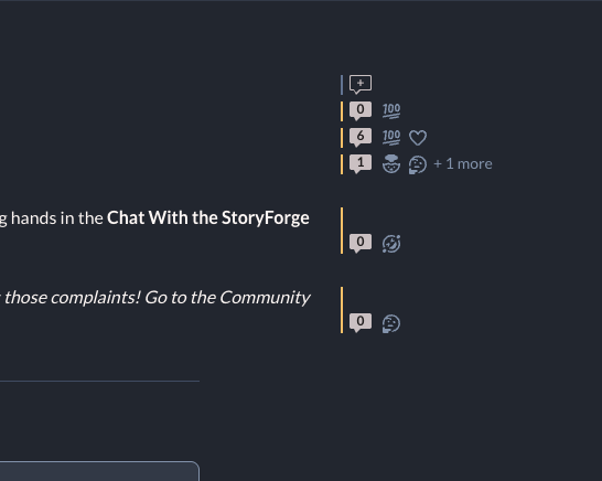 View of reactions and feedback left on a story