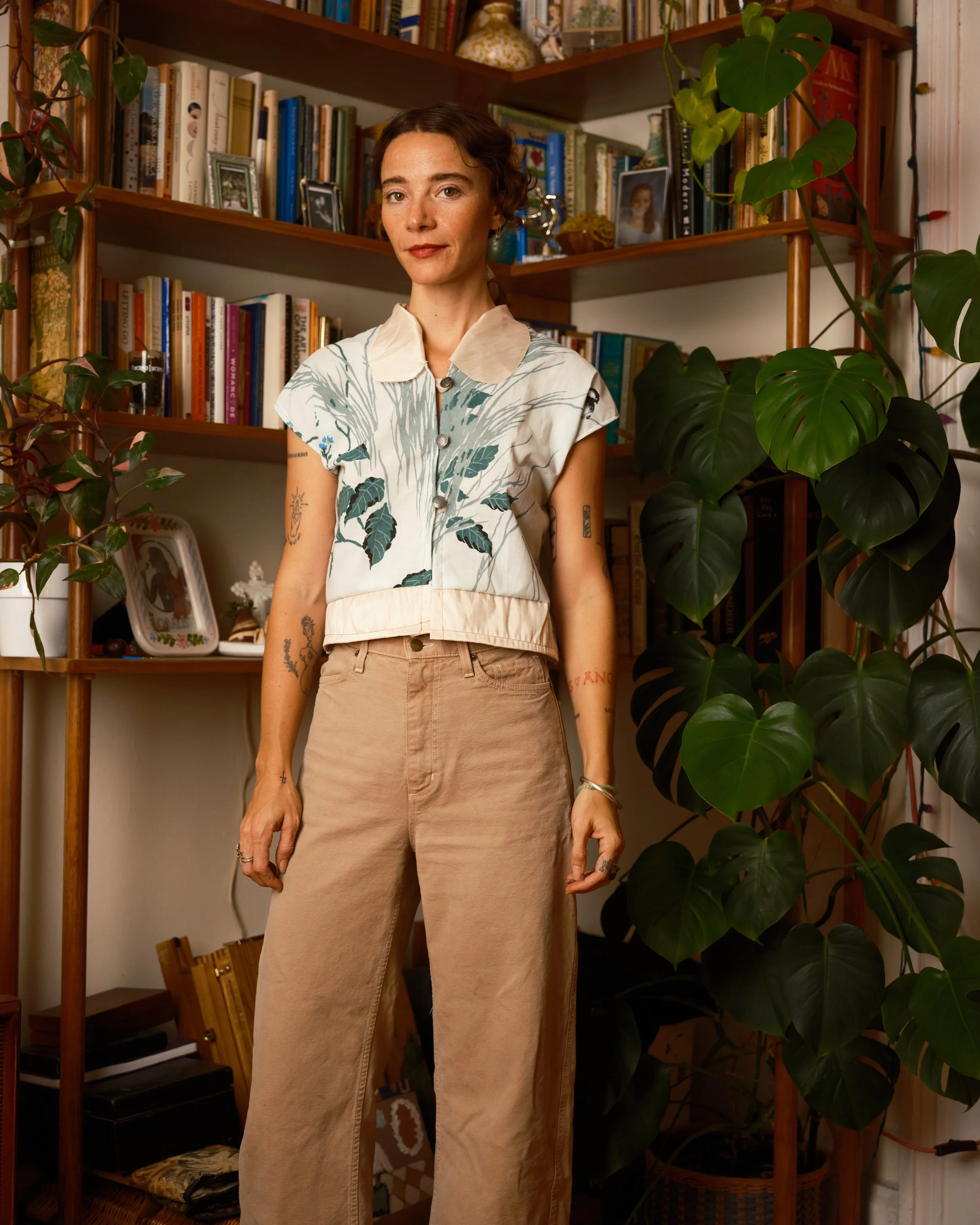 Handmade top Birdwatching, handmade blouse, made in New York City, made in Brooklyn, made in usa