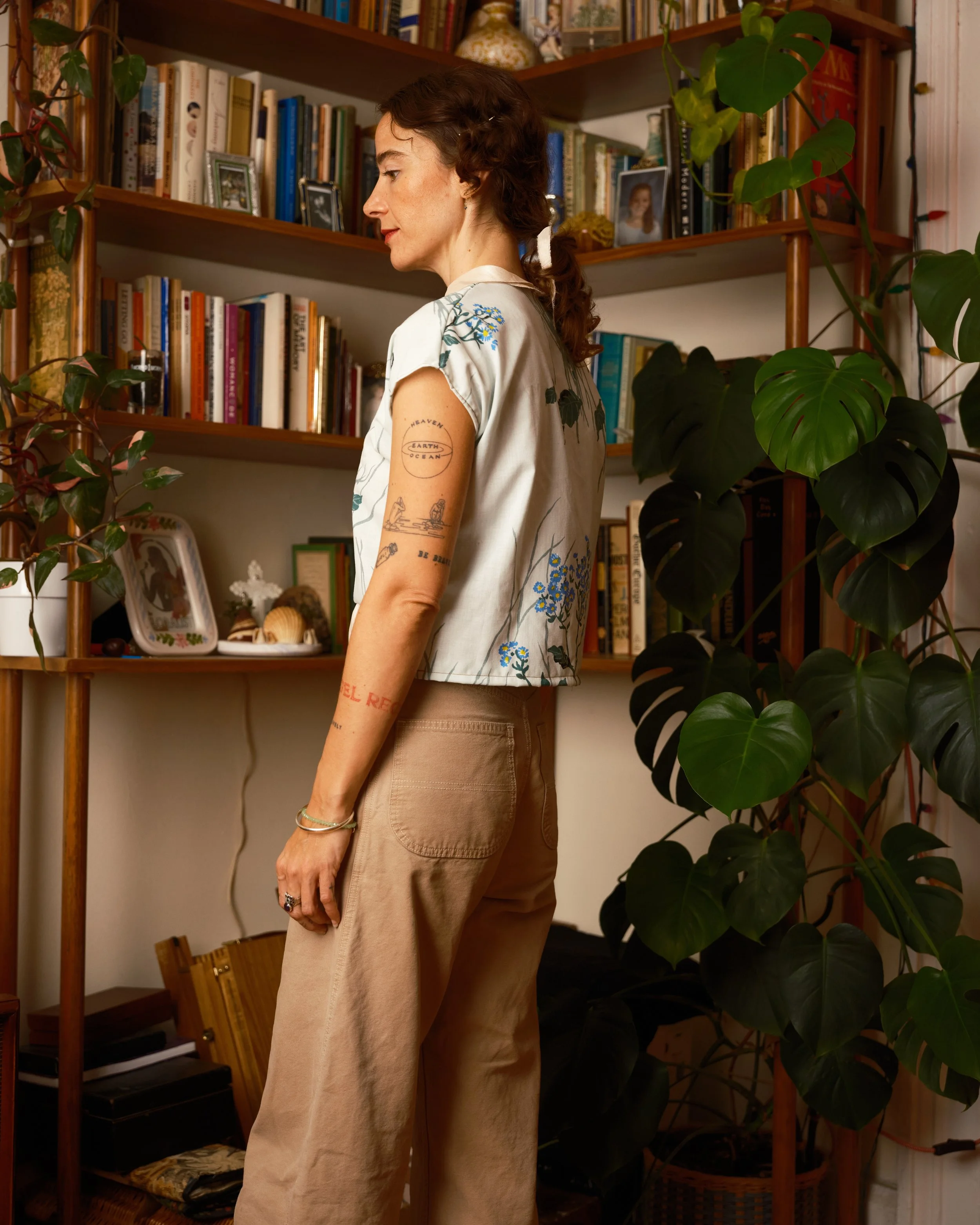 Handmade top Birdwatching, handmade blouse, made in New York City, made in Brooklyn, made in usa