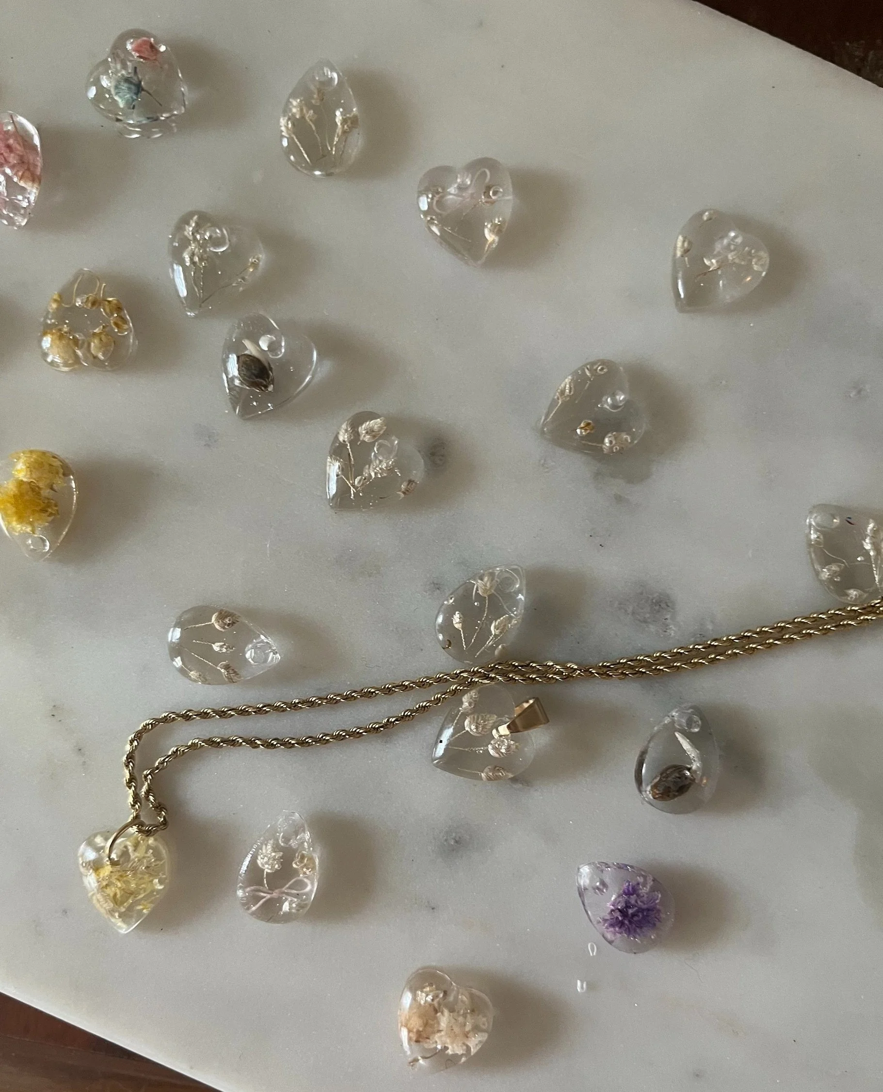 pressed flower resin, pressed flower, resin jewelry, handmade in NEW YORK, Jaclyn Baird Flower Gems