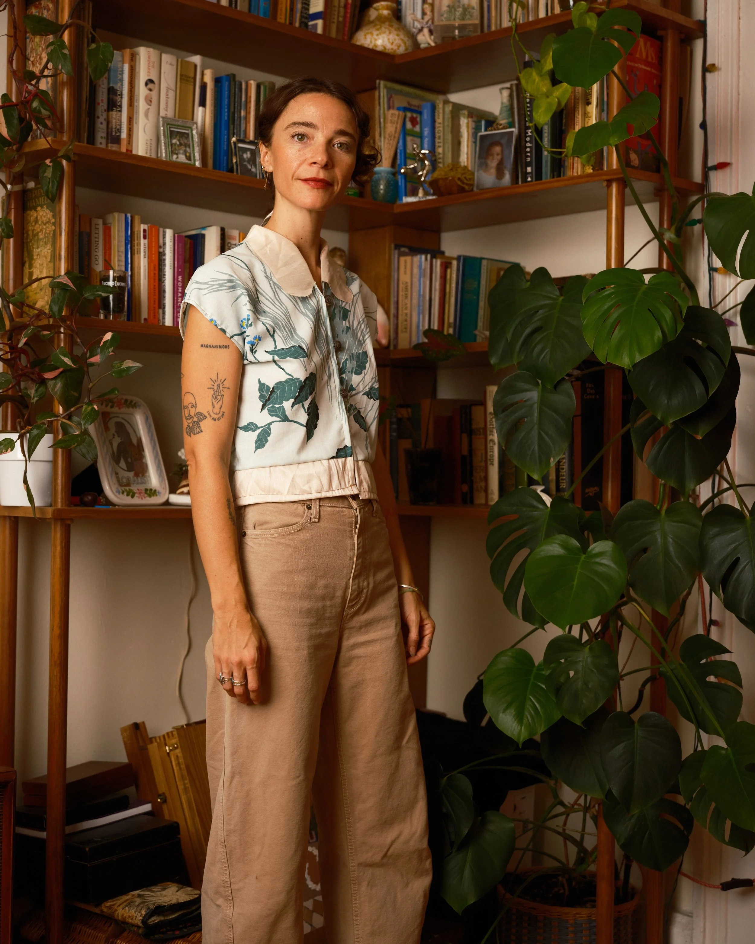 Handmade top Birdwatching, handmade blouse, made in New York City, made in Brooklyn, made in usa