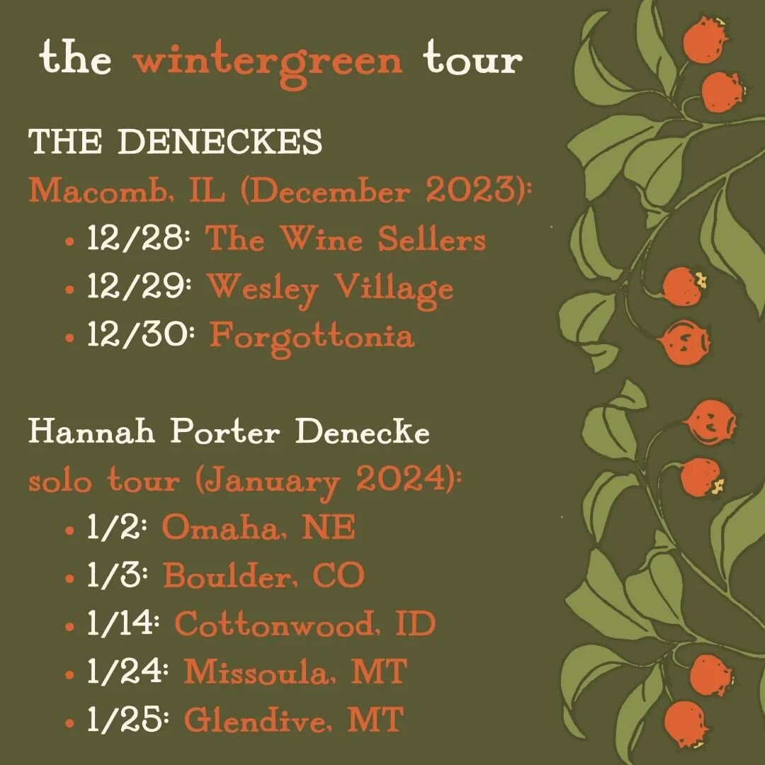 Tonight's music in Macomb kicks off our wintergreen tour. In Summer 2023, we traveled all over North America on our lady of the gardens tour. Now, we'll embark on shorter tours throughout the next several months named after the plants on lady of the 