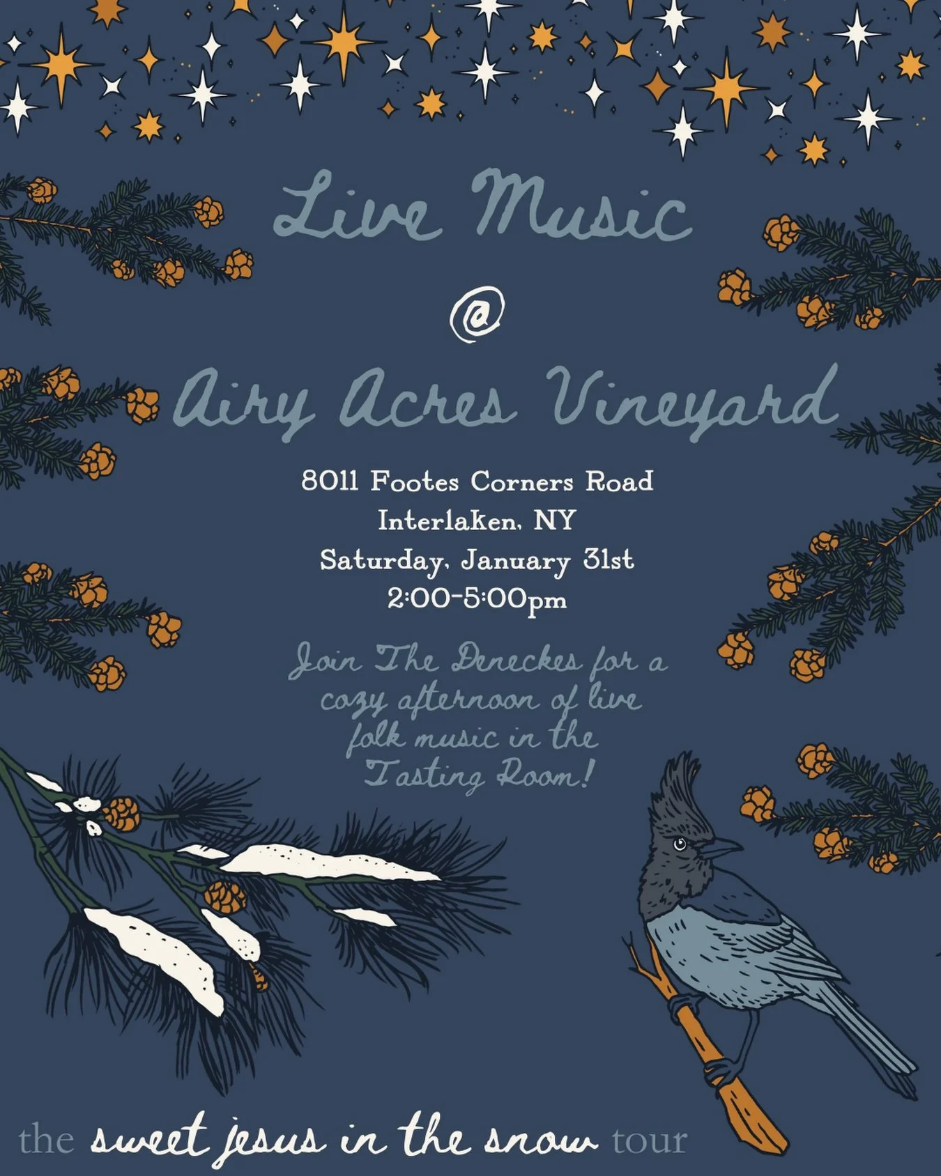 Cozy music and a glass of wine at @airyacresvines? Let&rsquo;s do this! Can&rsquo;t wait to be back with our friends in Interlaken 🍷❄️🥂 see you soon!