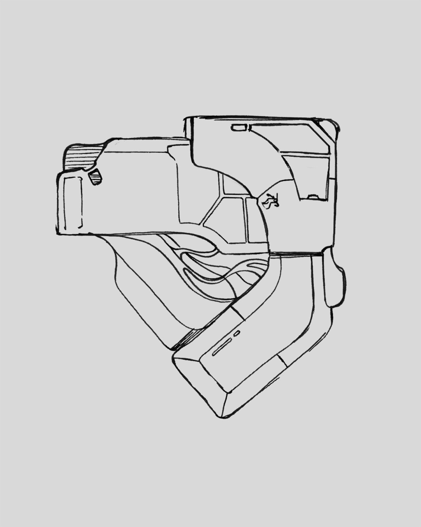 First sketch for 3D still and motion design sci fi object