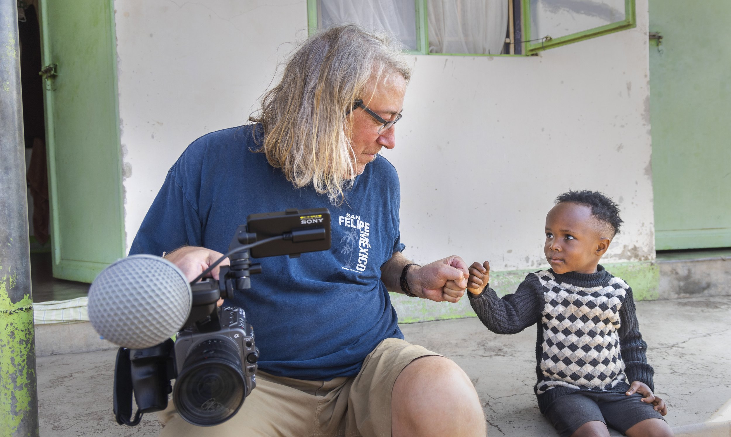 Andrew and child, Murchison Falls