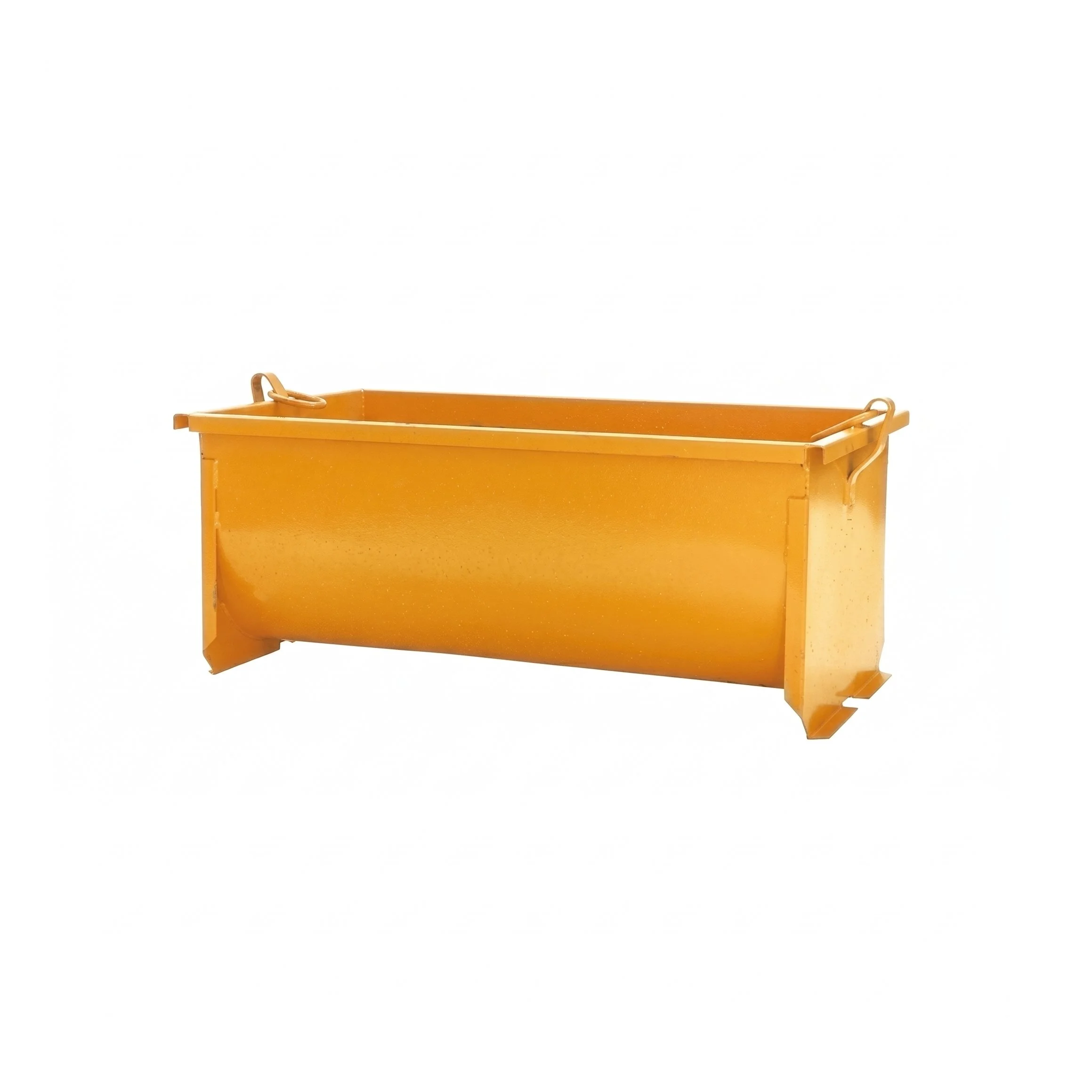 CraneGear Mortar bin for crane use. The mortar bin is orange and on a white background. The perspective is a profile view.