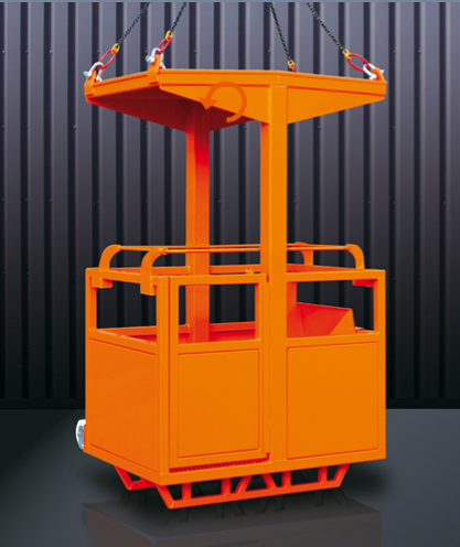 Crane man basket by eichinger in orange on a studio back drop.
