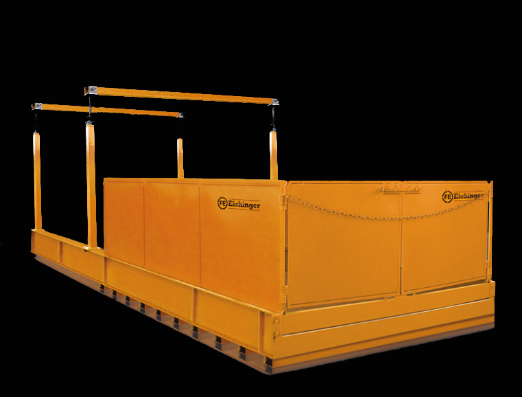 Sàn tiếp liệu cố định kết cấu thép có lan can và dầm công xôn mẫu hãng Eichinger