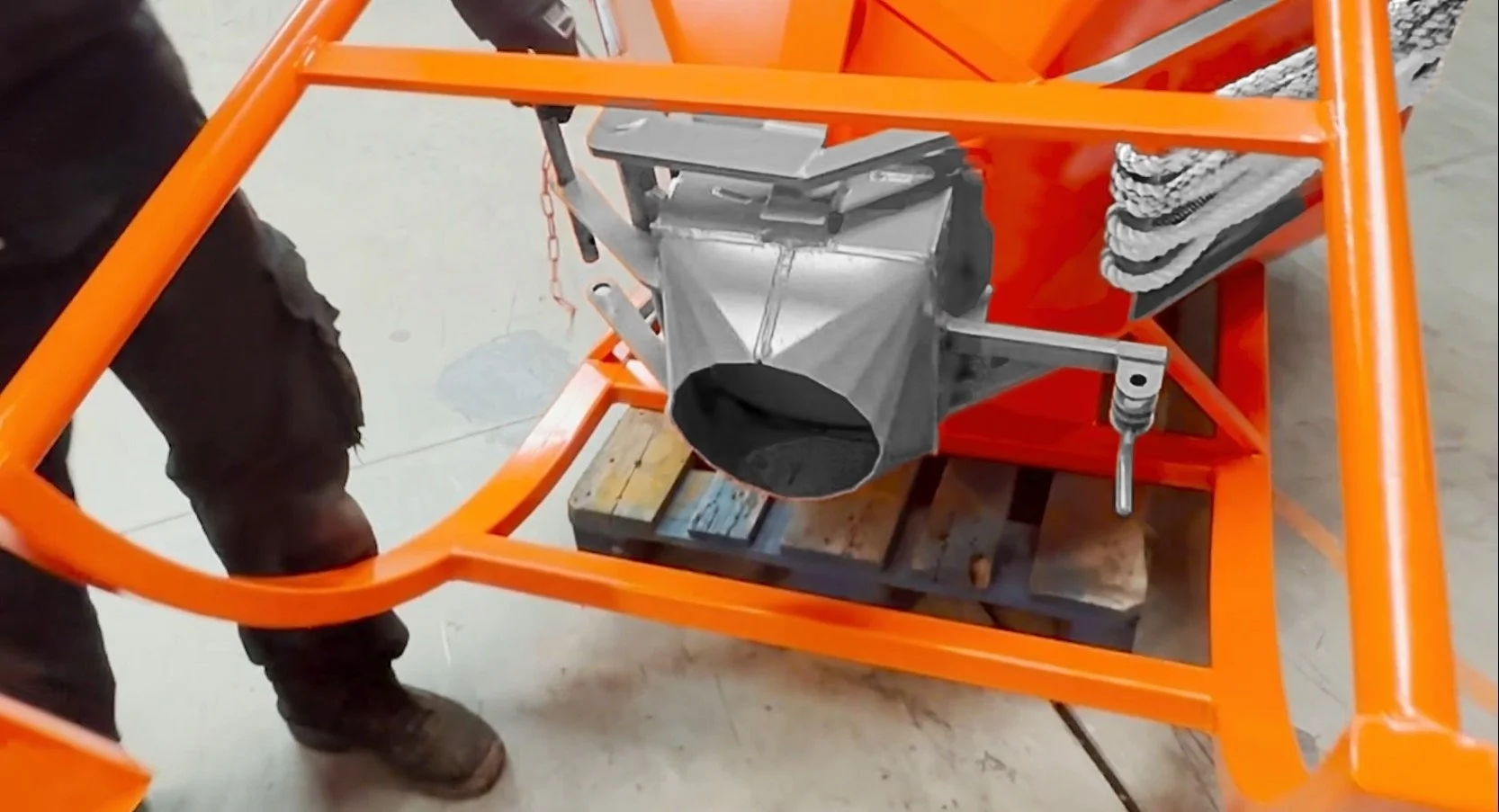 Eichinger 1034 concrete bucket gate system and showing how to maintain it.