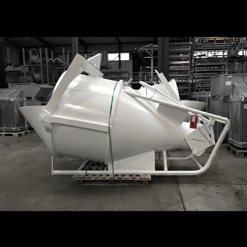 Eichinger Concrete Bucket 3 yard as a laydown style Model 1019 on the factory floor