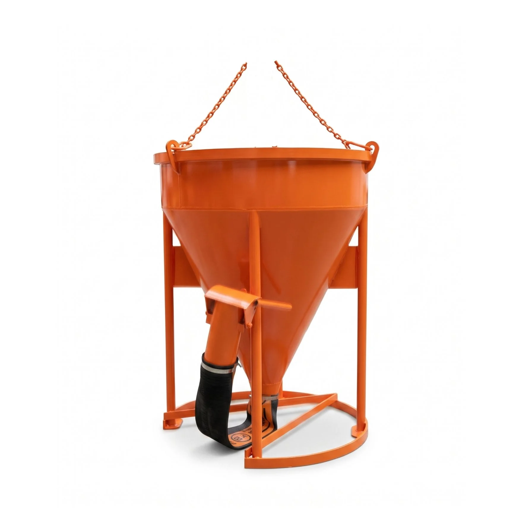 2 yard concrete bucket by cranegear in orange on a white background