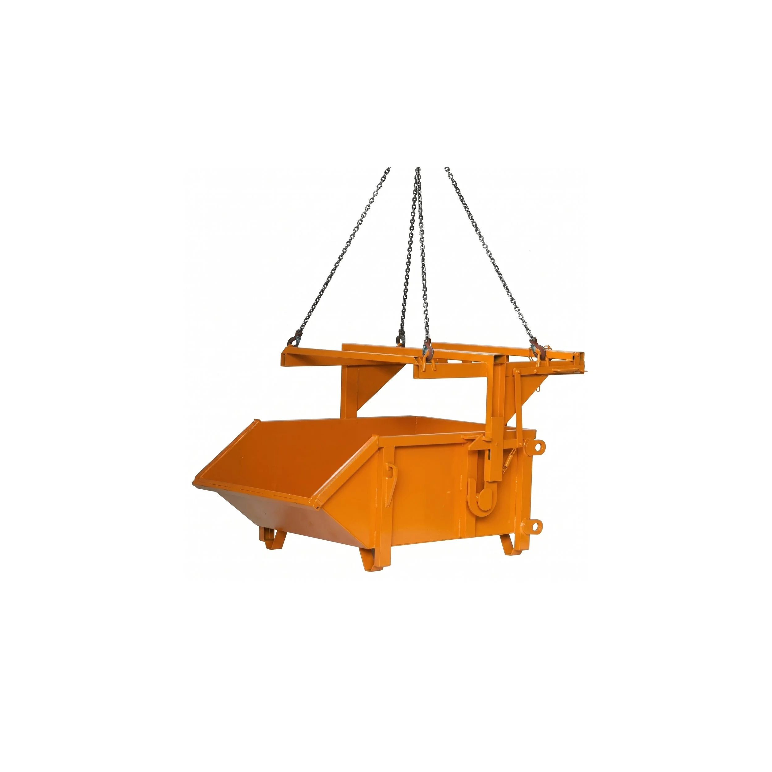 Crane Skip Pan with a lifter for a crane or forklift that is available with an Eichinger 1046 Skip Pan. The product is orange with a white background